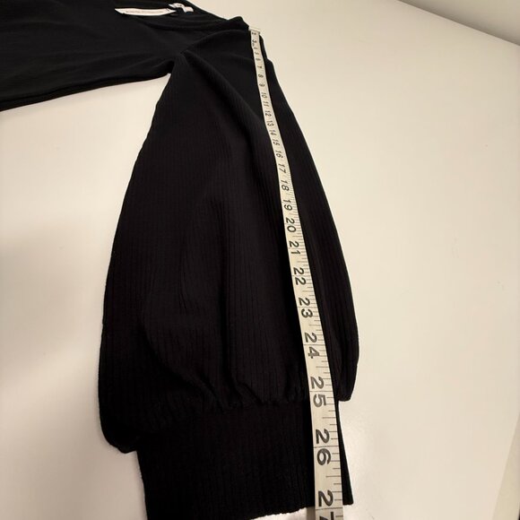 NWT The Drop Black Square Neck Balloon Sleeve Ribbed Top – Size L - Picture 7 of 7